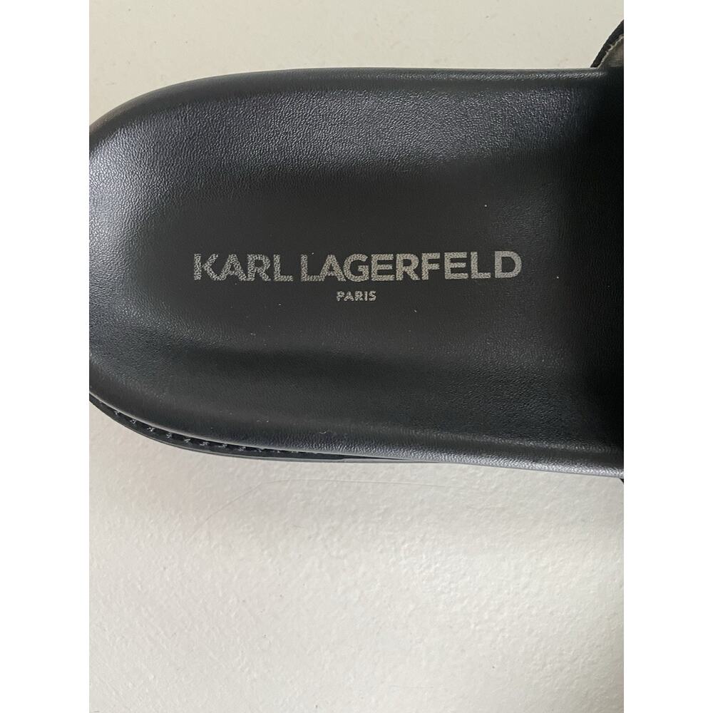 EUC Karl Lagerfeld Men Size 13 M Paris Monogram Slide Open Toe Sandals Black - Picture 11 of 16